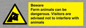Beware Farm animals can be dangerous. Visitors are advised not to interfere with animals